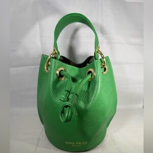 Anna Paola Green Leather Bucket Bag